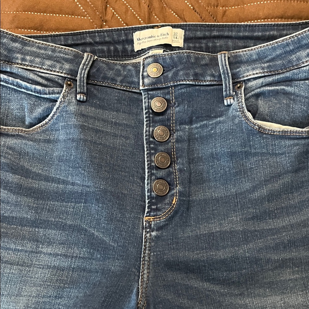 Abercrombie & Fitch High Rise Button-Fly Blue Jeans